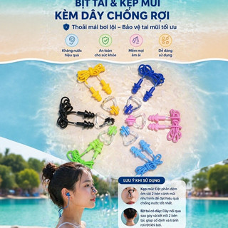 Nút Bịt Tai Có Dây Đeo Chống Rơi, Kẹp Mũi Bơi Lội – 1/2/3 Cái – Chất Liệu Silicone Mềm Mại, Chống Nước Chuyên Nghiệp, Tái Sử Dụng – Dùng Cho Tắm Và Bơi, Chống Nước Vào Tai – Phù Hợp Lặn Biển Nông, Chống Hít Nước – Cho Cả Người Lớn Và Trẻ Em