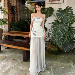 Váy Maxi Lưới Quấn NgựcSlim-In, Phong Cách Pháp Thanh Lịch Cho Mùa Hè
