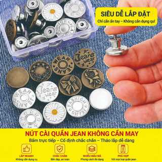 Nâng cấp mới, không cấn da – Bộ 5 cái / 10 cái Nút quần jean bấm tay – Ấn lắp dễ dàng, không cần dụng cụ – Không đường may – Có thể tháo rời và điều chỉnh – Khóa kim loại