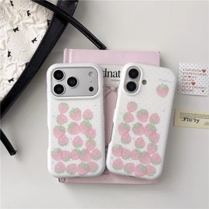 IPhone 17 Pro max Sanded polka dot dâu tây họa tiết TPU materia IMD quá trình Vỏ điện thoại