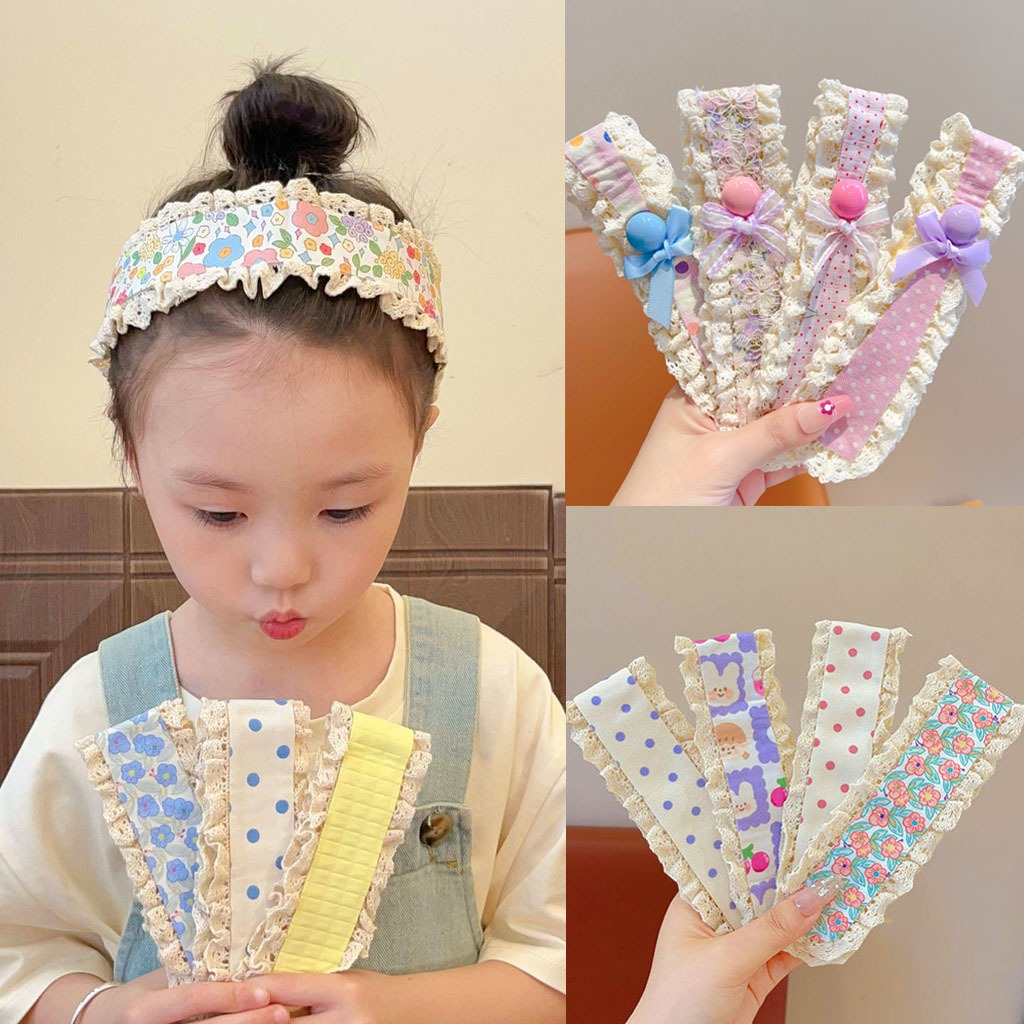 Dính Dán Đầu Hoa Pháp Dệt Kim Velcro Đầu Dây Magic Dán Băng Đô Quấn Tóc