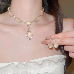 Nhẫn dạ hội chữ Y mạ vàng giả kim cương nhựa, phong cách Hàn Quốc