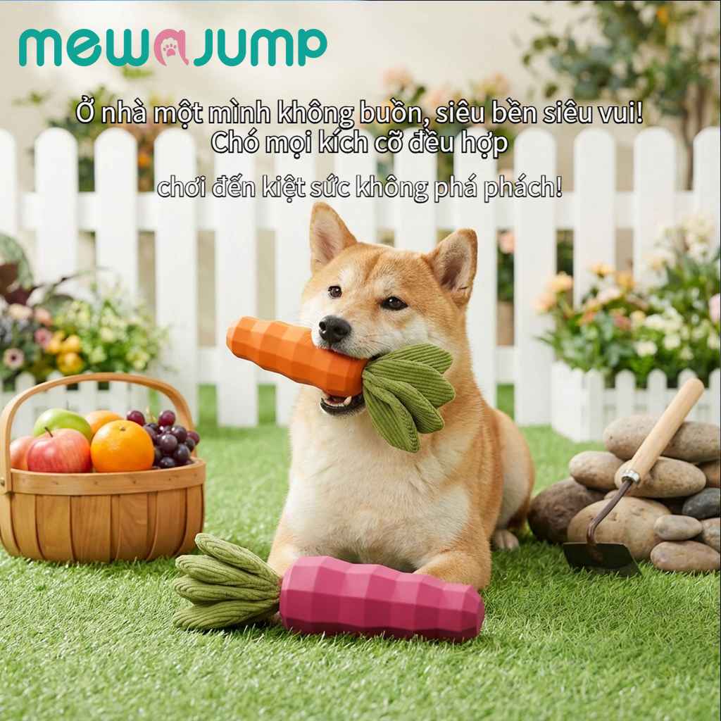 [Mewajump]Đồ Chơi Gặm Nhai Hình Cà Rốt Cho Chó – Chống Cắn Phá, Làm Sạch Răng, Thu Hút Cún Cưng