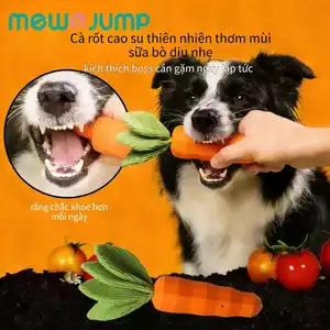 Đồ chơi nhai chó hình cà rốt MewaJump, cao su chống độc hại bền bỉ, làm sạch răng, âm thanh kêu