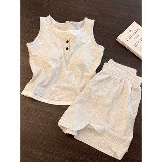 Đồ ngủ vest hai mảnh màu trơn dành cho nữ, thiết kế thoải mái