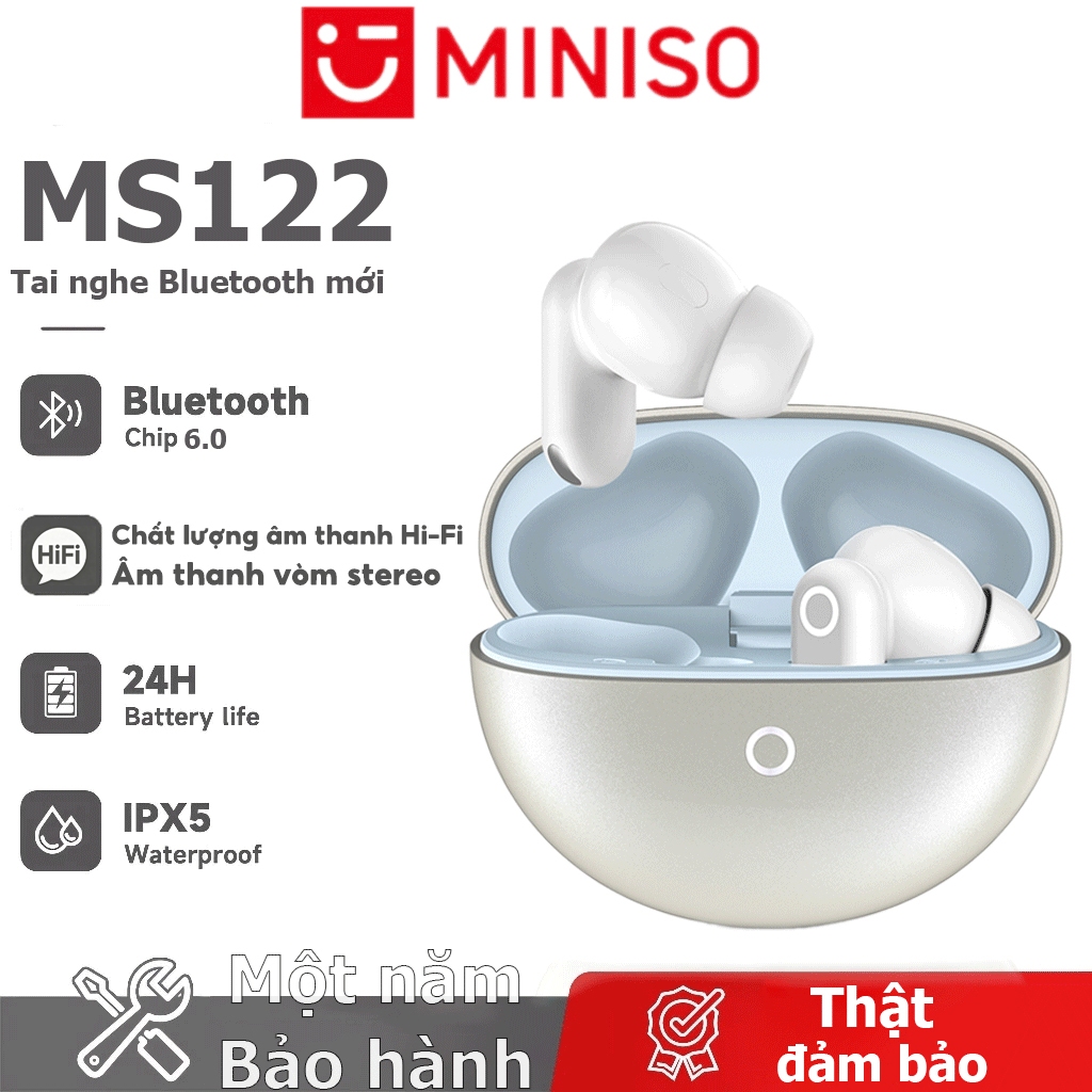 Bảo Hành Một Năm MINISO MS122 Sản Phẩm Mới Tai Nghe Bluetooth HiFi Chất Lượng Âm Thanh Phiên Bản Bluetooth 6.0 Tai Nghe Không Dây Di Động Thông Minh Khử Tiếng Ồn IPX5 Lớp Chống Thấm Nước