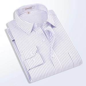 Mới Nam Trắng Dài Tay Chính Thức Sọc Áo Sơ Mi Cotton Thường Ngày Công Sở Áo Sơ Mi Nam Quần Áo