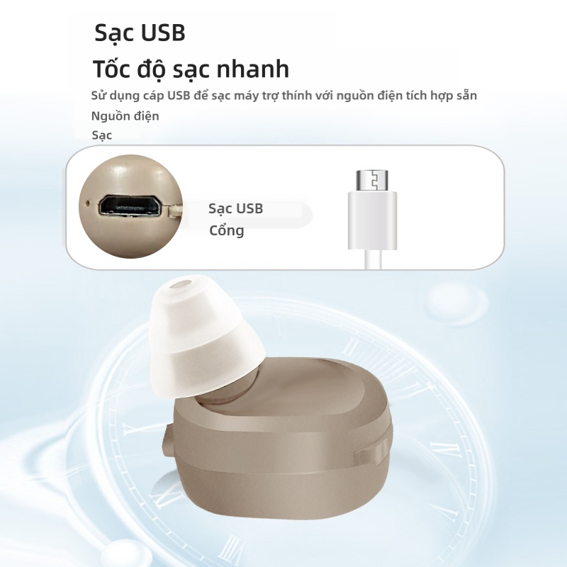 Máy trợ thính có thể sạc lại, bộ khuếch đại thính giác vô hình cho người cao tuổi, điều chỉnh phù hợp