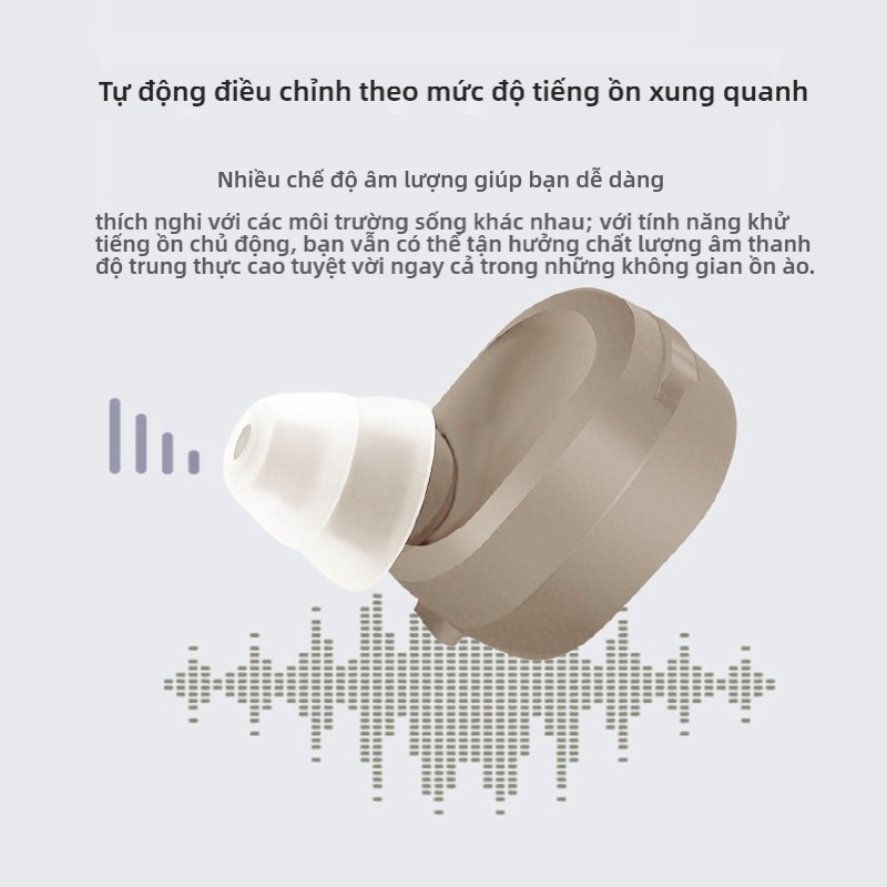 Máy trợ thính có thể sạc lại, bộ khuếch đại thính giác vô hình cho người cao tuổi, điều chỉnh phù hợp