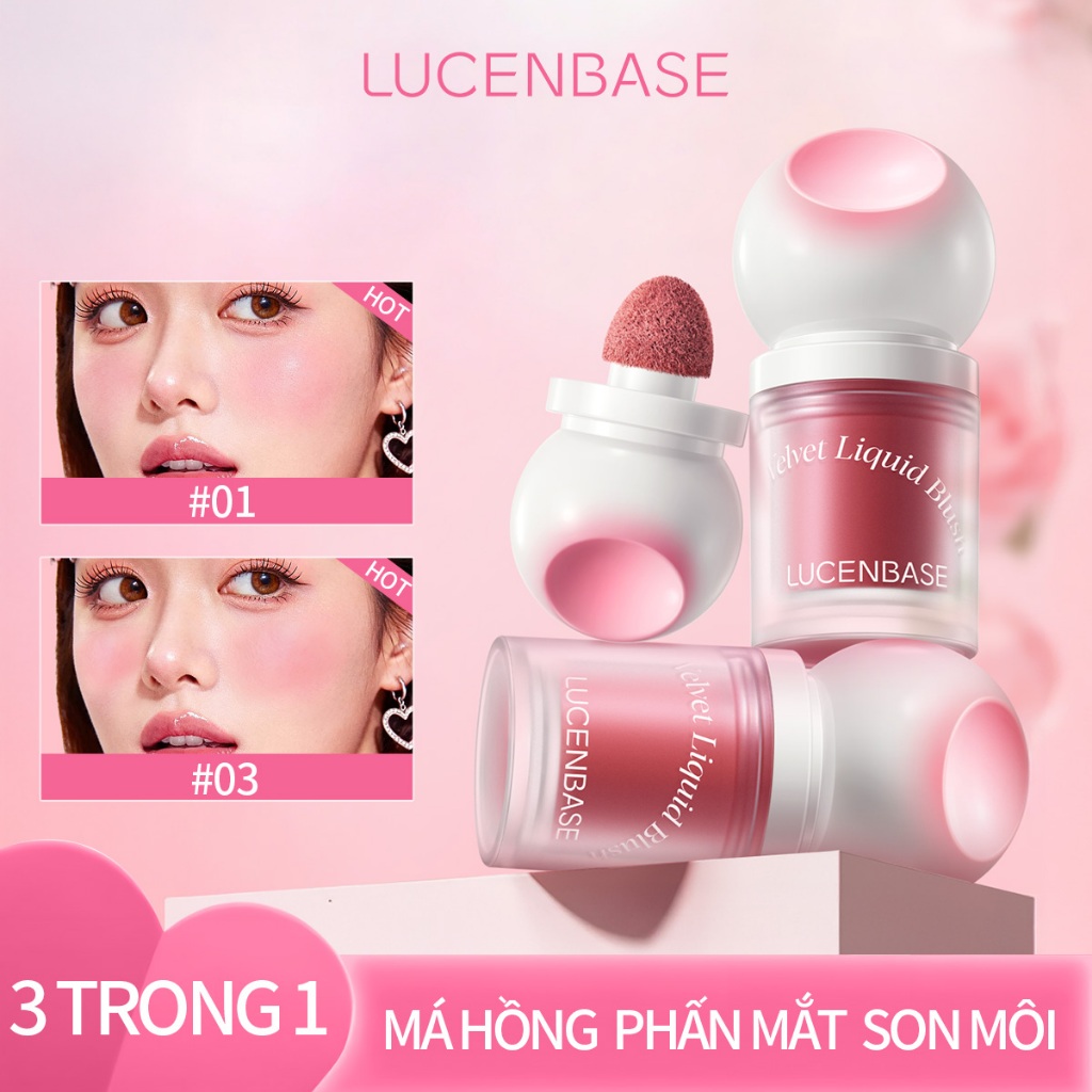 LUCENBASE Liquid Blush - Soft Matte Finish, Dung dịch xả tự nhiên lâu trôi & nhẹ (4g)