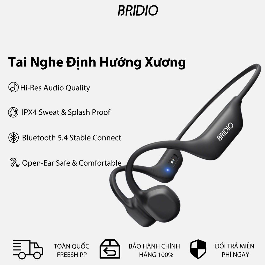 Bridio X13 Tai Nghe Truyền Xương Chuyên Dụng Thể Thao Thiết Kế Mở Tai An Toàn Chống Nước IPX5 Đeo Chắc Chắn Âm Thanh Rõ Ràng