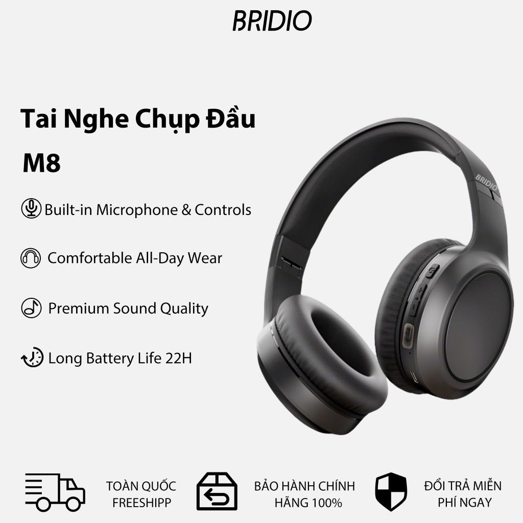 Bridio M8 Tai Nghe Bluetooth Chụp Tai Âm Thanh Nổi Giảm Ồn Thoải Mái ...