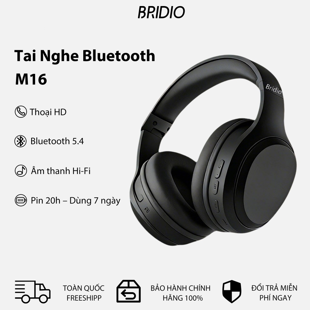 Tai Nghe Không Dây BRIDIO M16 Bluetooth 5.4 Chụp Tai Âm Thanh HIFI Gấp ...