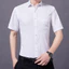 Áo sơ mi nam công sở tay ngắn cotton trắng kẻ sọc, phong cách Hàn Quốc, phù hợp văn phòng và hàng ngày