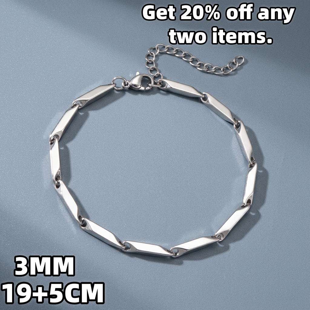 Sơn Tùng M-TP Style - 2026 Vòng tay Titan SAZ thời trang Unisex mới dành cho nam và nữ Vòng tay nghiêng cá tính cơ bản - Vòng tay dây chuyền được đánh bóng-gunzai