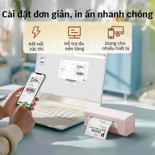 Máy in nhiệt FlashLabel (Khổ A6) kết nối Bluetooth In Đơn Hàng bằng Điện Thoại, sàn TMĐT, Tem, Mã Vạch,