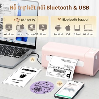 Máy in nhiệt FlashLabel (Khổ A6) kết nối Bluetooth In Đơn Hàng bằng Điện Thoại, sàn TMĐT, Tem, Mã Vạch,
