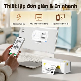 Máy in nhiệt FlashLabel (Khổ A6) kết nối Bluetooth In Đơn Hàng bằng Điện Thoại sàn TMĐT Tem Mã Vạch