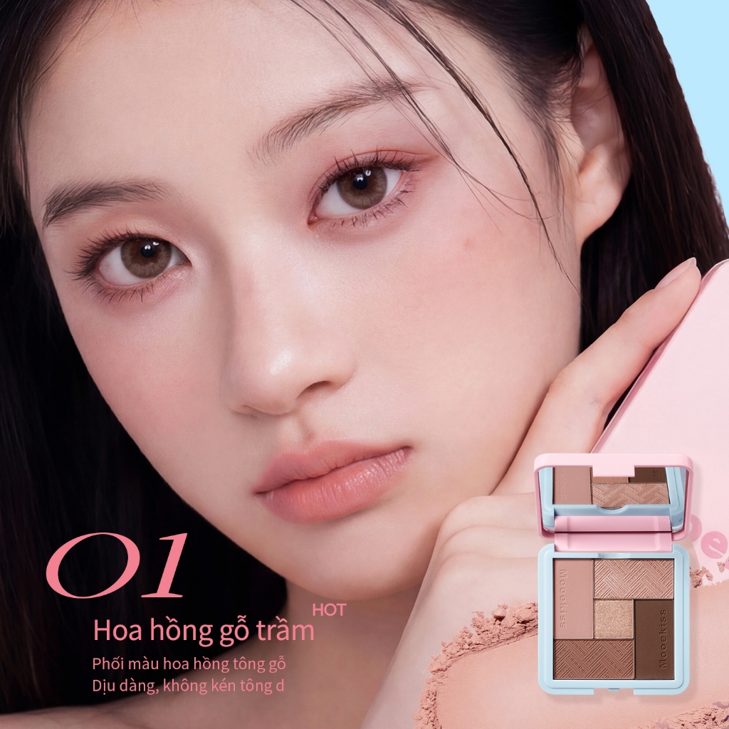 Bảng Phấn Mắt Mooekiss 5 Màu, Tone Đất, Lì & Nhũ, Dễ Tán, Cho Người MớiNhũ Lấp LánhLì MịnSắc Tố CaoBão Hòa ThấpKhông LemNgười Mới Bắt Đầu