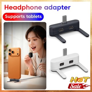 Bộ chuyển đổi tai nghe USB C 2 trong 1 có chân đế điện thoại Bộ chia OTG Type-C để sạc nhanh & âm thanh cho điện thoại