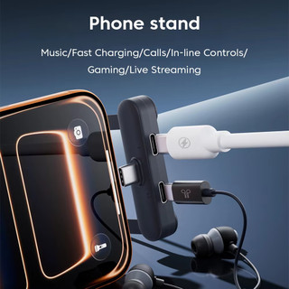 Bộ chuyển đổi tai nghe USB C 2 trong 1 có chân đế điện thoại Bộ chia OTG Type-C để sạc nhanh & âm thanh cho điện thoại