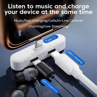 Bộ chuyển đổi tai nghe USB C 2 trong 1 có chân đế điện thoại Bộ chia OTG Type-C để sạc nhanh & âm thanh cho điện thoại