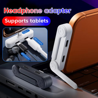 Bộ chuyển đổi tai nghe USB C 2 trong 1 có chân đế điện thoại Bộ chia OTG Type-C để sạc nhanh & âm thanh cho điện thoại