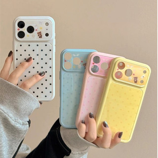 Dễ Thương Caroom Gấu Ống Kính Máy Ảnh Sóng Điểm Acrylic Ốp Lưng Điện Thoại iPhone 17Promax 17Pro 13 14 15 16 Pro Max Chống Sốc Nữ Điện Thoại Di Động