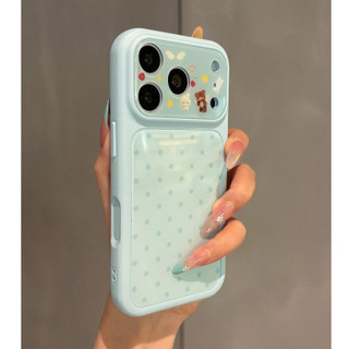 Dễ Thương Caroom Gấu Ống Kính Máy Ảnh Sóng Điểm Acrylic Ốp Lưng Điện Thoại iPhone 17Promax 17Pro 13 14 15 16 Pro Max Chống Sốc Nữ Điện Thoại Di Động