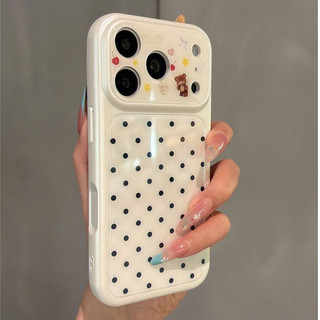Dễ Thương Caroom Gấu Ống Kính Máy Ảnh Sóng Điểm Acrylic Ốp Lưng Điện Thoại iPhone 17Promax 17Pro 13 14 15 16 Pro Max Chống Sốc Nữ Điện Thoại Di Động