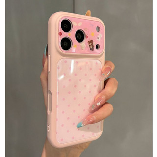Dễ Thương Caroom Gấu Ống Kính Máy Ảnh Sóng Điểm Acrylic Ốp Lưng Điện Thoại iPhone 17Promax 17Pro 13 14 15 16 Pro Max Chống Sốc Nữ Điện Thoại Di Động