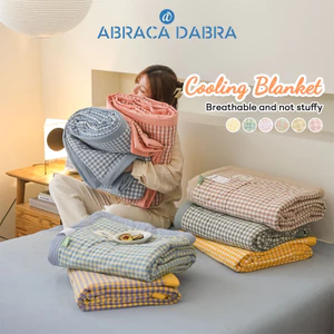 Chăn cotton Abraca Dabra mỏng mềm mại thoải mái thoáng khí in họa tiết kẻ sọc caro đơn giản 1m5 1m8 2m