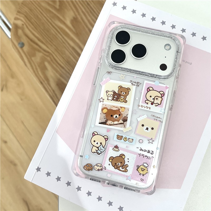 IPhone 17 Pro max Hoa văn hình gấu thư giãn TPU materia IMD xử lý Vỏ điện thoại