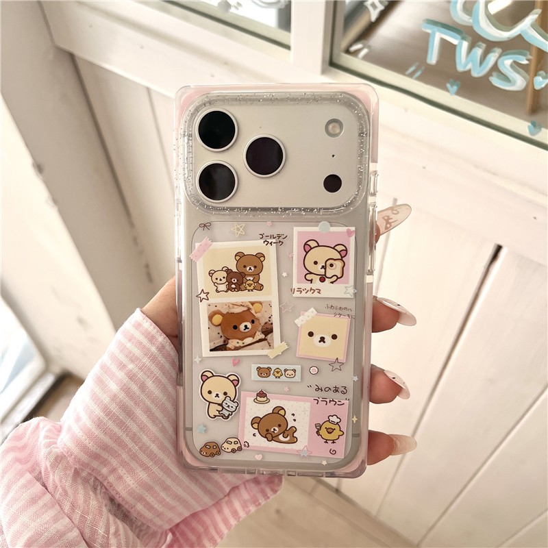 IPhone 17 Pro max Hoa văn hình gấu thư giãn TPU materia IMD xử lý Vỏ điện thoại