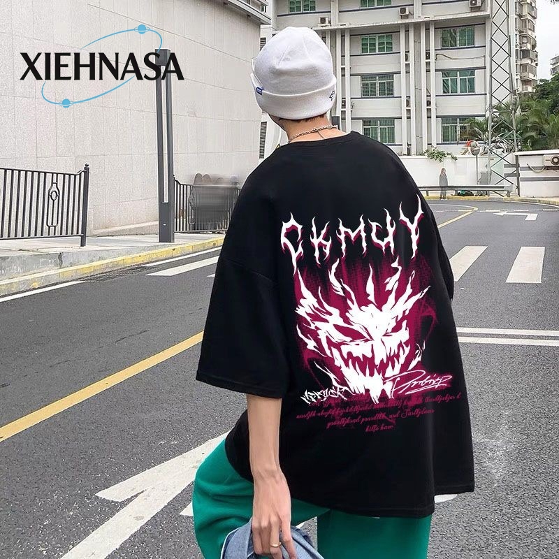 XIEHNASA-Áo thun nam Hàn Quốc phong cách xu hướng cotton lỏng lẻo giải trí ngắn tay áo | BigBuy360 - bigbuy360.vn