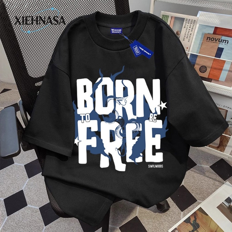XIEHNASA-Áo thun nam Hàn Quốc phong cách xu hướng cotton lỏng lẻo giải trí ngắn tay áo | BigBuy360 - bigbuy360.vn