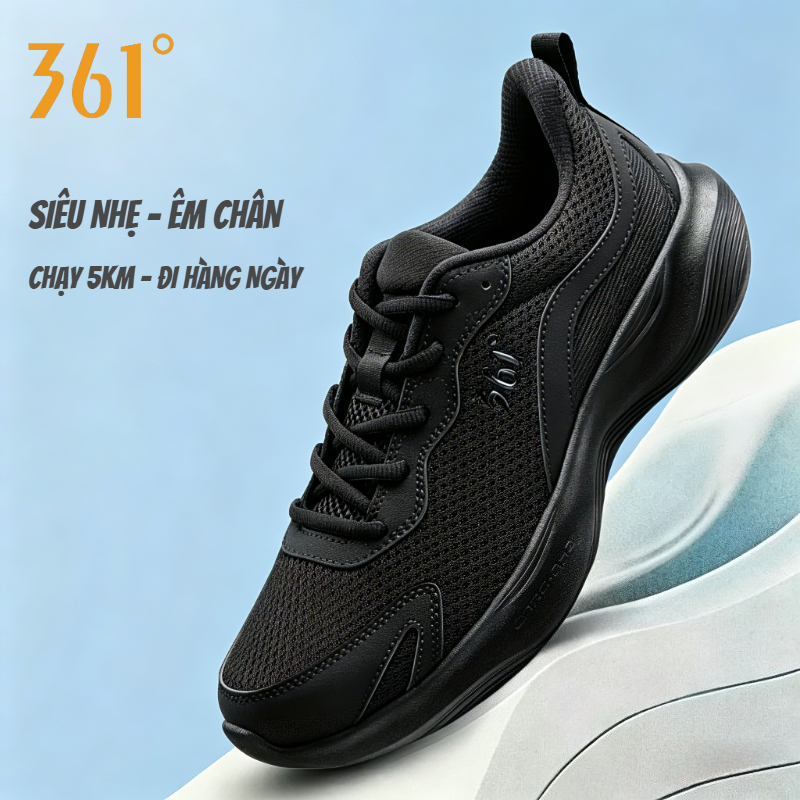 361【5km】Giày Chạy Bộ Nam Nữ Mới 2026 Lưới Thoáng Khí Siêu Nhẹ Giảm Sốc Chạy Bộ Thường Ngày Tập Gym
