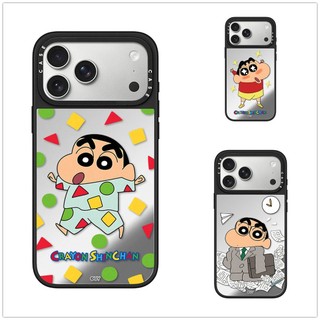 Không Dây Từ Tính Cho iPhone 17 16 15 14 13 Pro Max Plus Anime Crayon Cạnh Đen Cứng Ốp điện thoại Khắc Logo