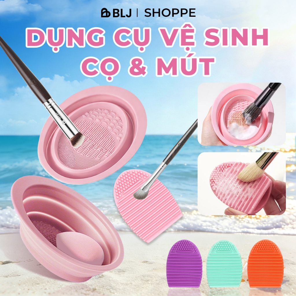 Dụng cụ làm sạch cọ trang điểm và bọt biển bằng silicon (Có thể gập lại)