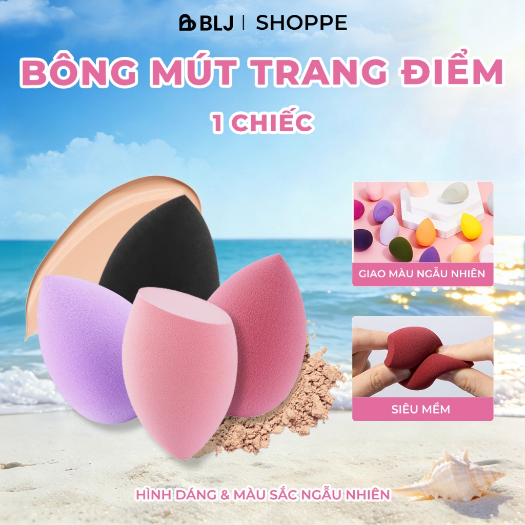 Miếng bọt biển trang điểm dạng thả / Loại cắt vát-1 miếng (Màu sắc / Hình dạng ngẫu nhiên)
