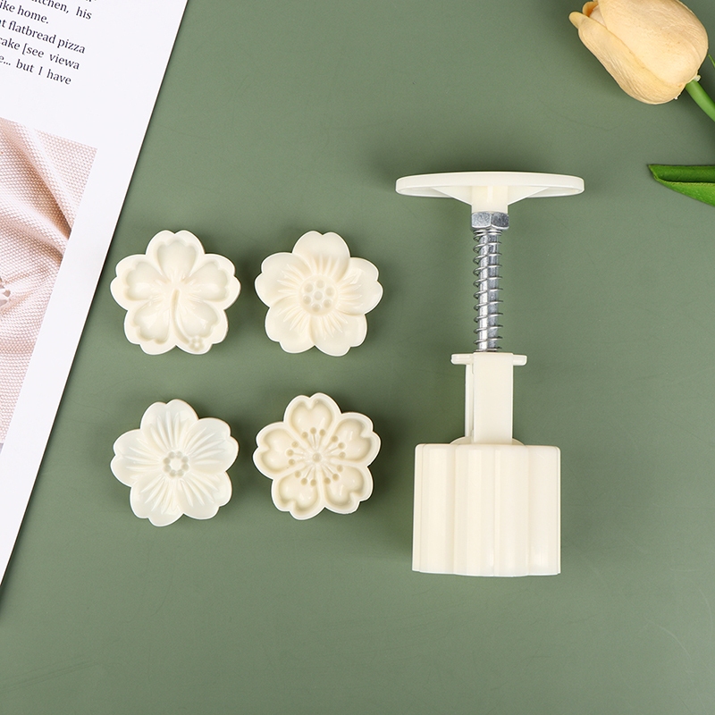 KOPA 4 Cái / bộ Khuôn Bánh Trung Thu Hoa Anh Đào Hoa Hoa Sakura Tem Khuôn 3D Tay Bánh Ngọt Dụng Cụ VN