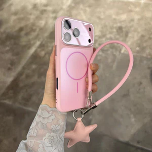 Ốp lưng cứng mờ màn hình lớn AG có dây buộc ngôi sao tương thích cho iPhone 14 pro max 15 pro max 16 pro max 17 pro max