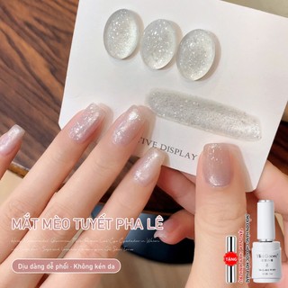 Miss Gooey Bộ móng gel họa tiết mắt mèo bông tuyết lấp lánh kiểu mới năm 2026 Ánh nhũ mịn làm sáng da cao cấp đa năng và làm sáng da với thiết kế bông tuyết
