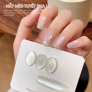 Miss Gooey Bộ móng gel họa tiết mắt mèo bông tuyết lấp lánh kiểu mới năm 2026 Ánh nhũ mịn làm sáng da cao cấp đa năng và làm sáng da với thiết kế bông tuyết