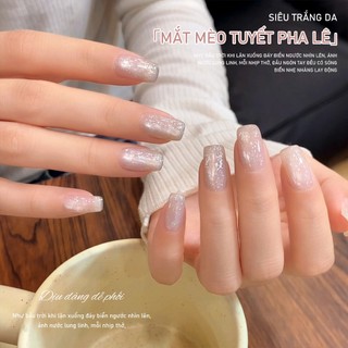 Miss Gooey Bộ móng gel họa tiết mắt mèo bông tuyết lấp lánh kiểu mới năm 2026 Ánh nhũ mịn làm sáng da cao cấp đa năng và làm sáng da với thiết kế bông tuyết