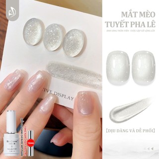 Miss Gooey Bộ móng gel họa tiết mắt mèo bông tuyết lấp lánh kiểu mới năm 2026 Ánh nhũ mịn làm sáng da cao cấp đa năng và làm sáng da với thiết kế bông tuyết