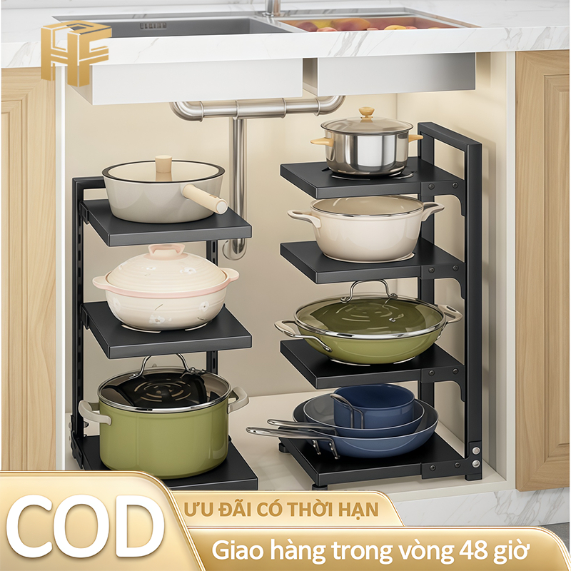 HOME FURNISHINGS Giá để nồi có thể điều chỉnh tại nhà với 2, 3, 4, 5 và 7 tầng, thích hợp cho tủ bếp, không gian dưới quầy và góc bếp; làm bằng thép carbon phủ bột