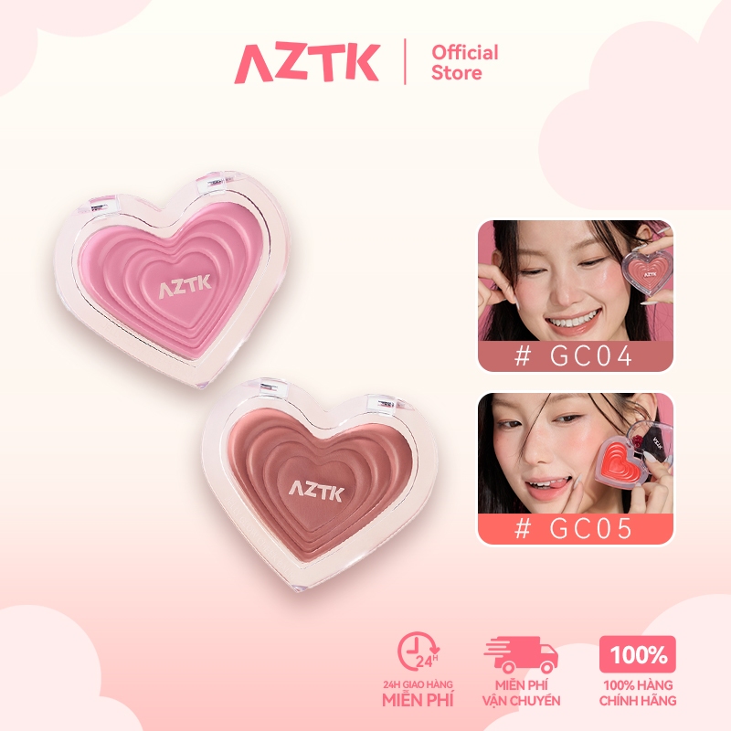 AZTK Má Hồng Kem Tự Nhiên Không Thấm Nước Lâu Trôi Kem Mềm 3.8g