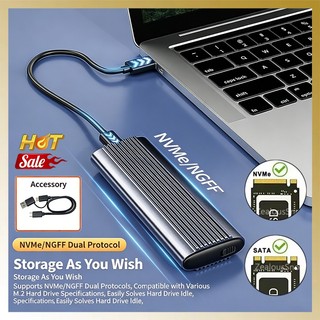 Vỏ nhôm SSD M.2 NVMe & SATA Giao thức kép SSD 10Gbps USB3.1 PCI-E Hộp truyền động thể rắn Không cần trình điều khiển cho máy tính xách tay PC
