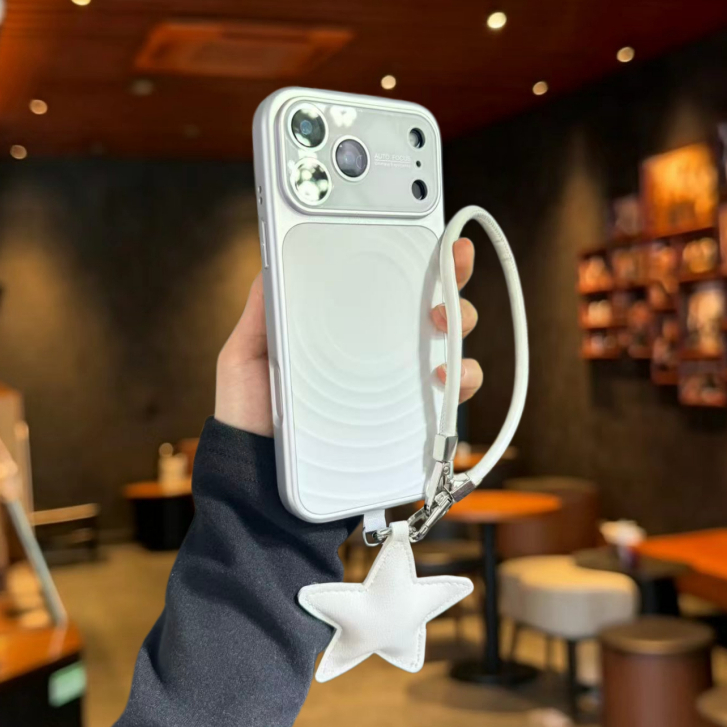 Ốp Lưng Mềm Silicon Cửa Sổ Lớn Có Dây Buộc Ngôi Sao Tương Thích Cho iPhone 13 Pro Max 14 Pro Max 15 Pro Max 16 Pro Max 17 Pro Max Cover